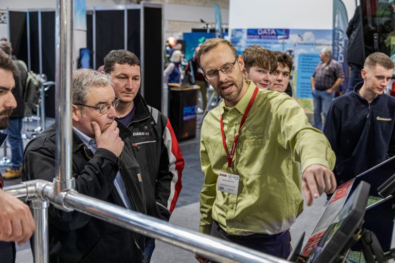 Brian Finstrom of Capstan Ag discussing Pinpoint III Pulse Width Modulation on the Bateman stand at LAMMA