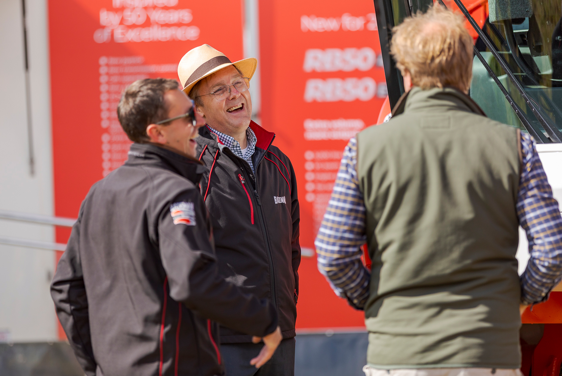 Jason Bateman and Philip Palfrey speak with a show visitor