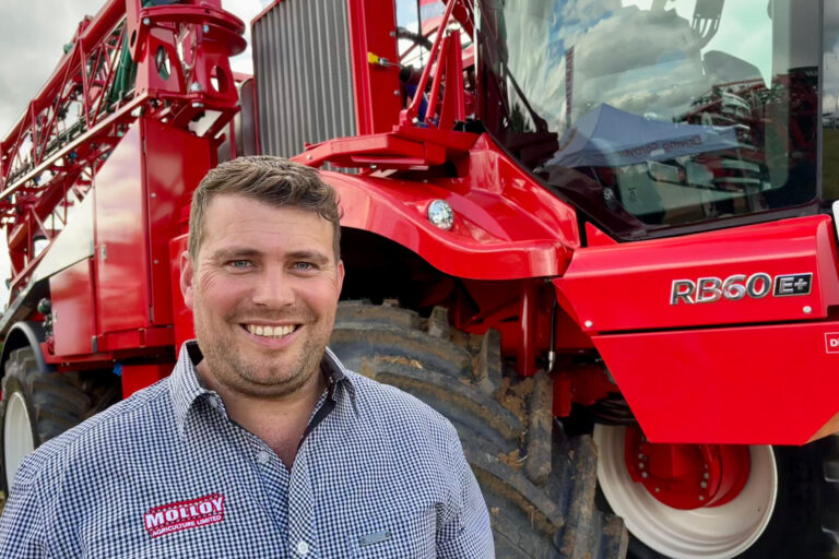 Molloy Agriculture's James Watts with a Bateman RB60 crop sprayer at Cereals